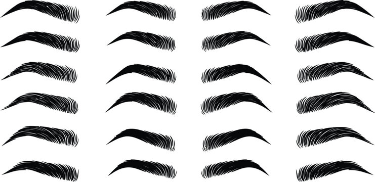 Eyebrow shapes collection black silhouette variety for beauty design