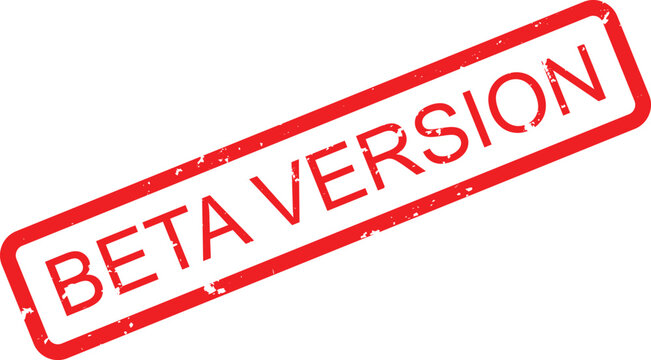 Distinctive red rubber stamp with an aged texture displaying BETA VERSION text on an isolated white surface
