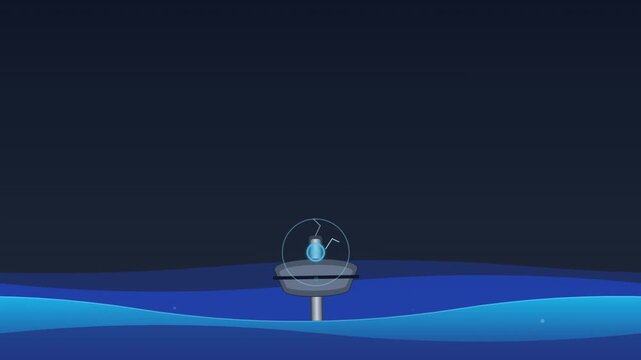 tidal wave energy converter moving in blue ocean