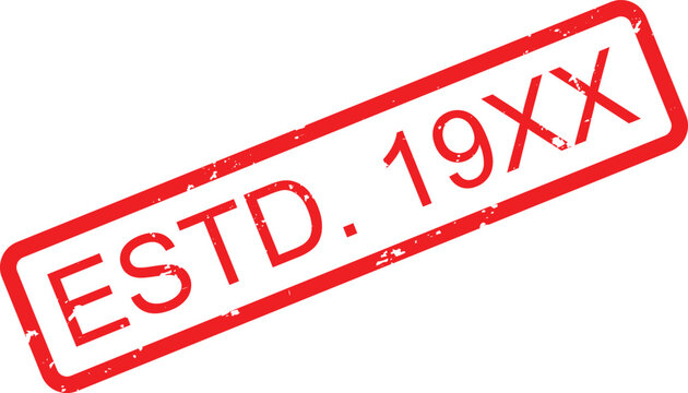 Distressed red grunge stamp displaying ESTD 19XX for established historical dates or brand origination