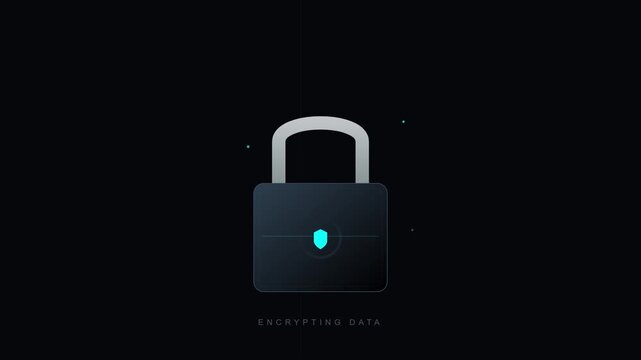 tech security lock emoji closing on black background