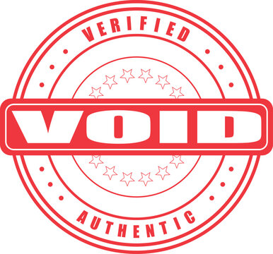 Generic red void stamp design representing verified authentic cancellation and invalidation mark