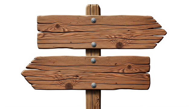 Old wooden directional road signpost with arrows