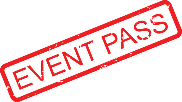 Grungy red rectangular event pass stamp design for various gatherings concerts or access privileges