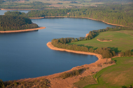 Warmia-Masuria, Lake Pisz aerial view, Poland