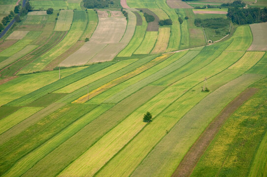 Swietokrzyskie Voivodeship, landscape okolicy wsi Iwaniska aerial view, Poland