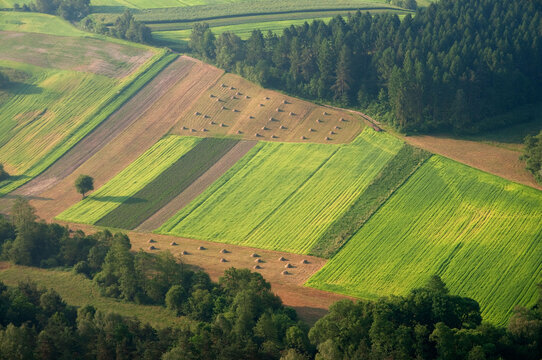 Swietokrzyskie Voivodeship, landscape okolicy wsi Iwaniska aerial view, Poland