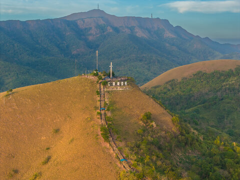 Aerial view of Mount Tapyas viewpoint at sunset in Coron