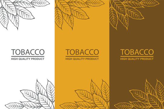 collection of labels with tobacco leaves