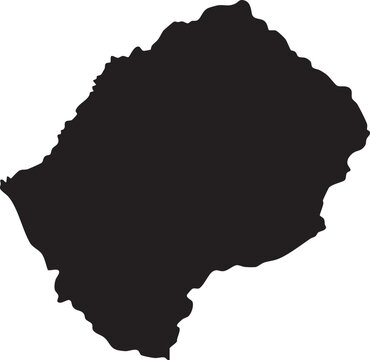 Black vector silhouette map of Lesotho a Southern African country outline for geographic studies travel guides and educational content