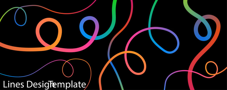 Vibrant multicolor gradient lines design template