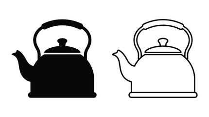 Obraz premium Teapot silhouettes and line art on a white background