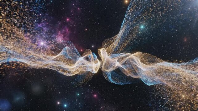 Glowing blue and gold vortex swirling in deep space nebula
