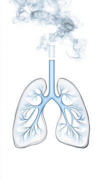 Conceptual Illustration of Smoking Lungs with Blue Smoke Representing Health Impacts