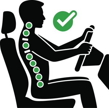 Man sitting in a car with correct posture isolated on transparent background, Vector, illustration
