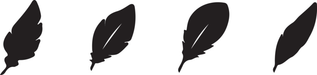 Four black feather silhouettes on white © Mst. Taslima Akhter