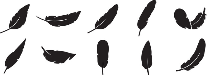 Black feather silhouettes on white background © Mst. Taslima Akhter