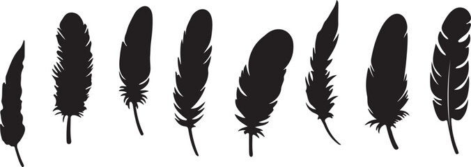 Black feather silhouettes on white background © NasimaAktar