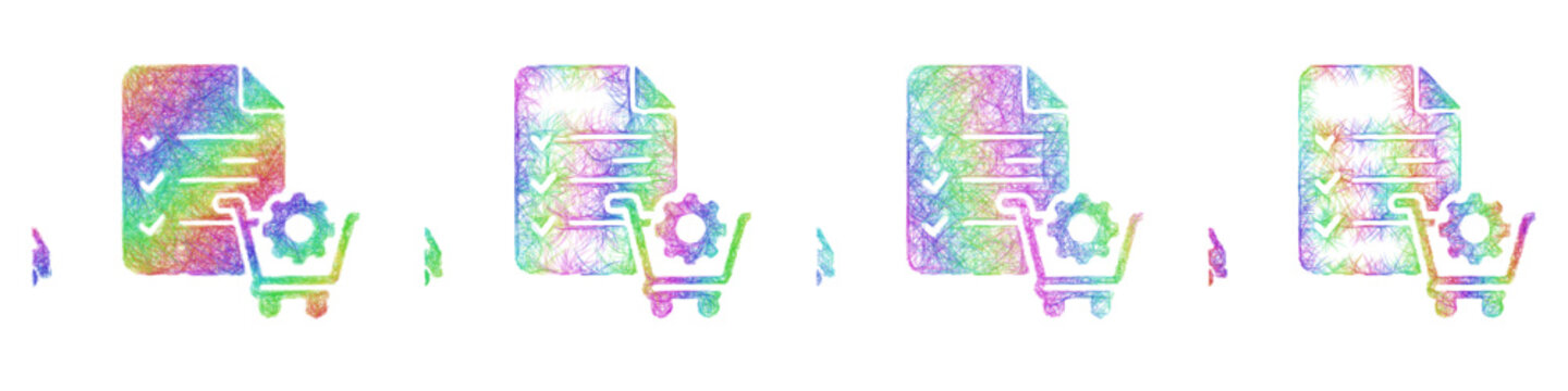 Multicolor sketch procurement icon design set
