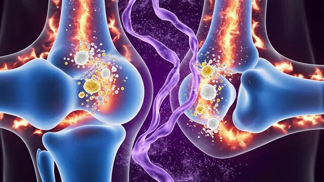 Autoimmune Joint Inflammation Abstraction With Blue Cartilage Detailing Immune Response Visualization In 4K