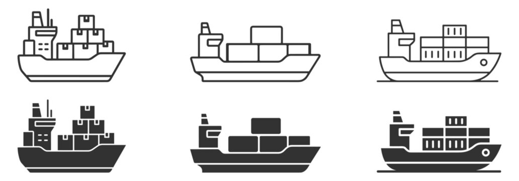 cargo ship icon set vector illustration on transparent background