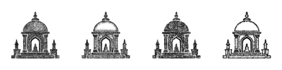 Sketch monochrome dome shrine icon design set © David Zydd