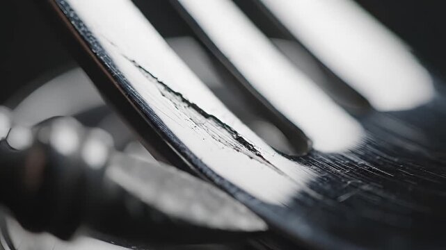 Closeup Macro Shot of a Cracked Silver Fork Tines.