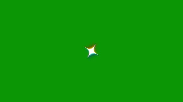 Glowing bright white star flare blinking on a green background abstract magical flashing optical lens flare element pack for overlays transition wedding cinematic lighting vfx footage. 4k