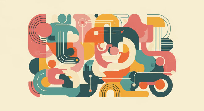 Abstract geometric illustration with shapes and lines