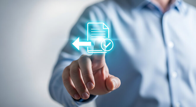 Person Using Touchscreen To Approve Digital Document Submission