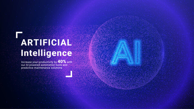 AI Particle Globe Background. Digital Dot Sphere With Gradient. 3D Tech Bg For World Data Concept. Deep Tech Backdrop With Futuristic Orb Visualization. Blue And Purple AI Particle Globe