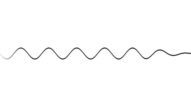 Minimalist sine wave animation: smooth oscillating frequency line on white background, for tech and, science projects