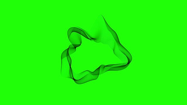 Abstract black wave motion on green screen, fluid organic shape loop for digital backgrounds and vfx projects