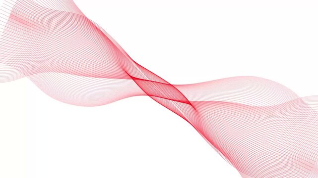Abstract red wave motion background, smooth flowing lines animation, digital waveform for modern projects