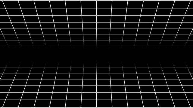 Retro synthwave digital grid background, 80s cyberpunk perspective motion loop, abstract neon virtual reality space