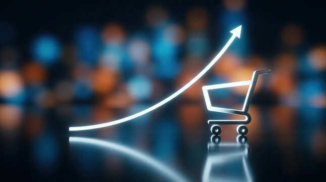 Increasing sales through e-commerce strategies online marketplaces infographic digital space aerial view business growth