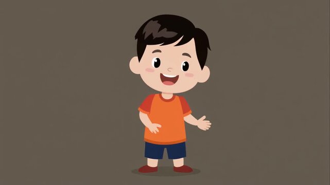Cute Boy Cartoon Character Presenting Something Animation Loop
