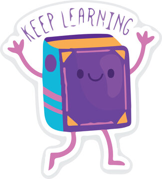 Keep Learning Cute Book Character Educational Sticker