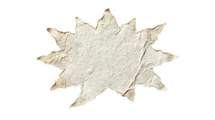 Fototapeta premium Single star shaped torn piece of old recycled paper with rough edges and wrinkled texture on a transparent background, concept for creative design and expressive message