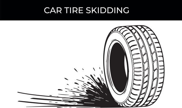 Dynamic Racing Tyre Line Art Graphic for Garage and Service Logo.