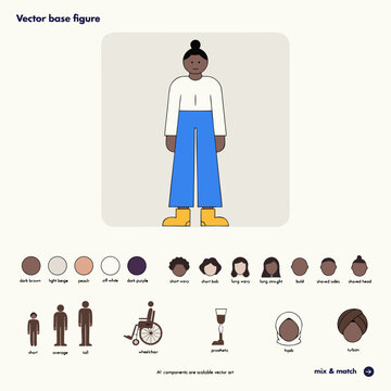 Character Creator Kit Vector Diverse Avatar Mix Match Body Hairstyles