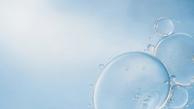 Transparent Bubbles in Blue Liquid
