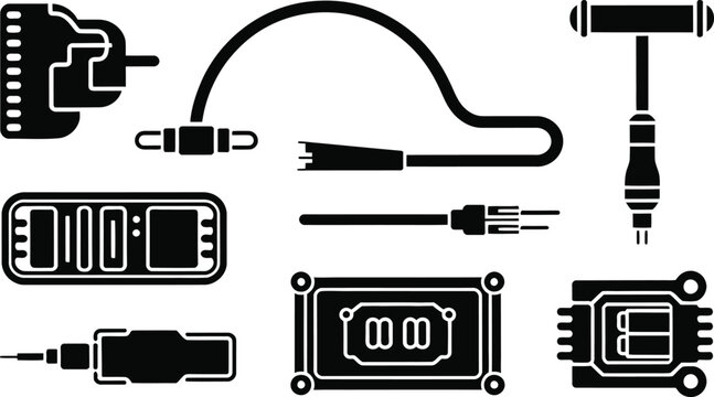Electrical cables plugs and tools icon vector