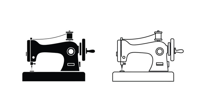 Vintage sewing machine in two styles set