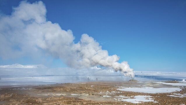 Rising steam from a fumarole, geothermal area Hverar&ouml;nd, also Hverir or Namaskard, North Iceland, Iceland
