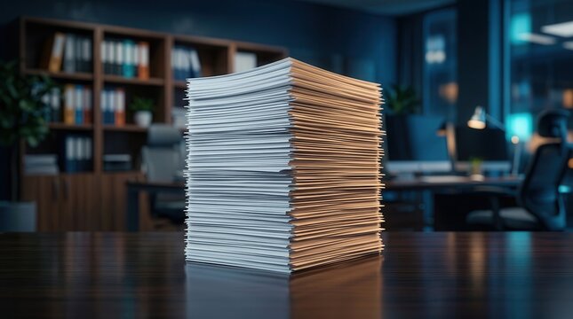 A stack of files on a desk with a blurred background illustrating document lifecycle management.
