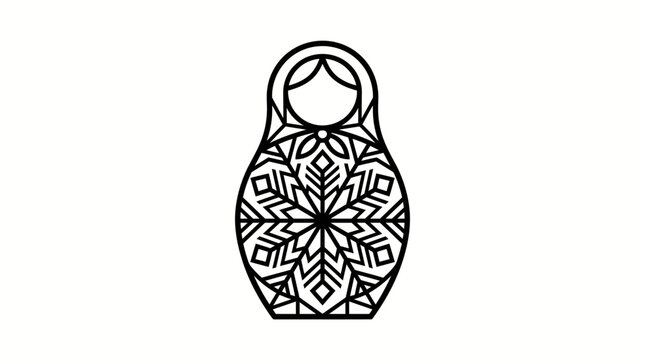 Traditional Russian Nesting Doll Matryoshka with Intricate Patterns on isolated white background