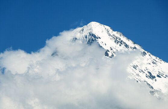 Scenic cloudy landscape of Eiger Peak (3970m), Berner Oberland, Switzerland, Europe	