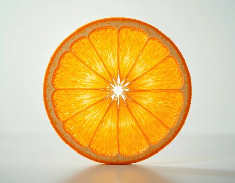 Fresh orange slice illuminated on dark background