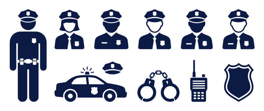 Public Service and Authority Icons Illustrate Law Enforcement Profession